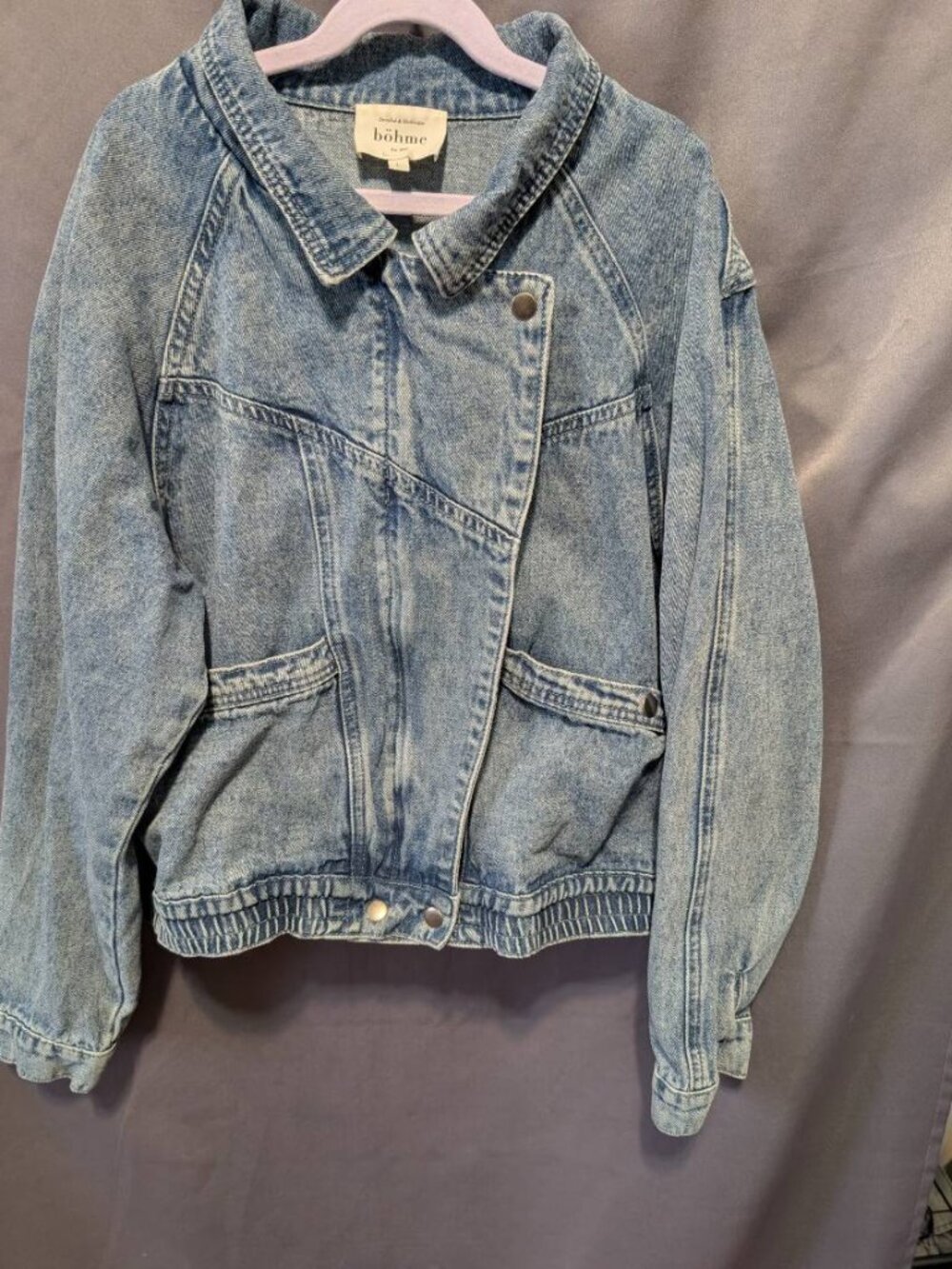 Bohme Zip-Up Denim Jacket Size L Medium Wash Blue